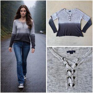 Bella Swan Twilight Drift Lace-Up Ombre Sweater